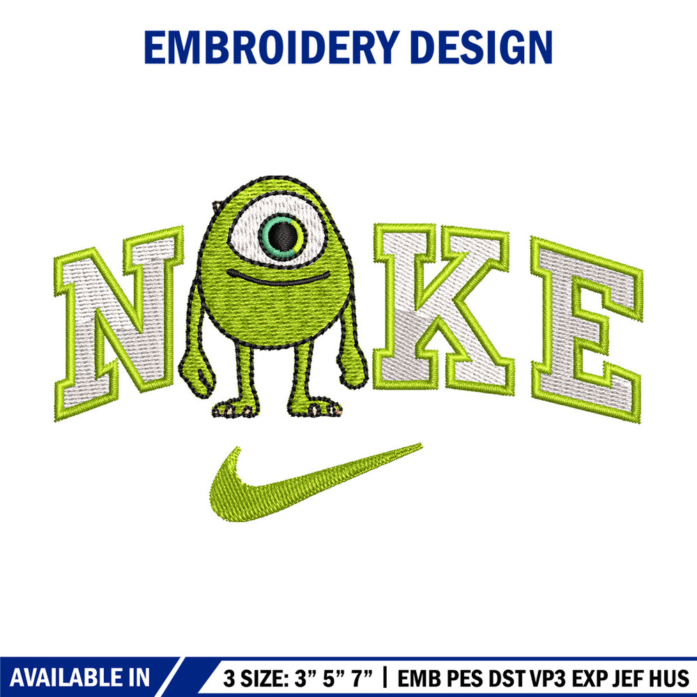 Nike x mike embroidery design, Disney monster embroidery, Nike design,Embroidery file,Embroidery shirt,Digital download.jpg