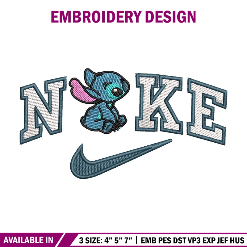 Nike x stitch cute embroidery design, Stitch embroidery,Nike design, Embroidery shirt, Embroidery file, Digital download.jpg
