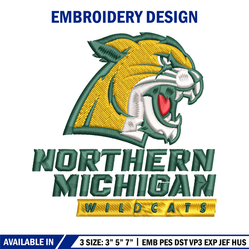 Northern Michigan Wildcats embroidery, Northern Michigan Wildcats embroidery, Sport embroidery, NCAA embroidery..jpg