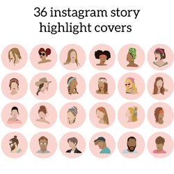 36 People Instagram Highlight Icons. Women and Men Pink Instagram Highlights Images. Face Instagram Highlights Covers