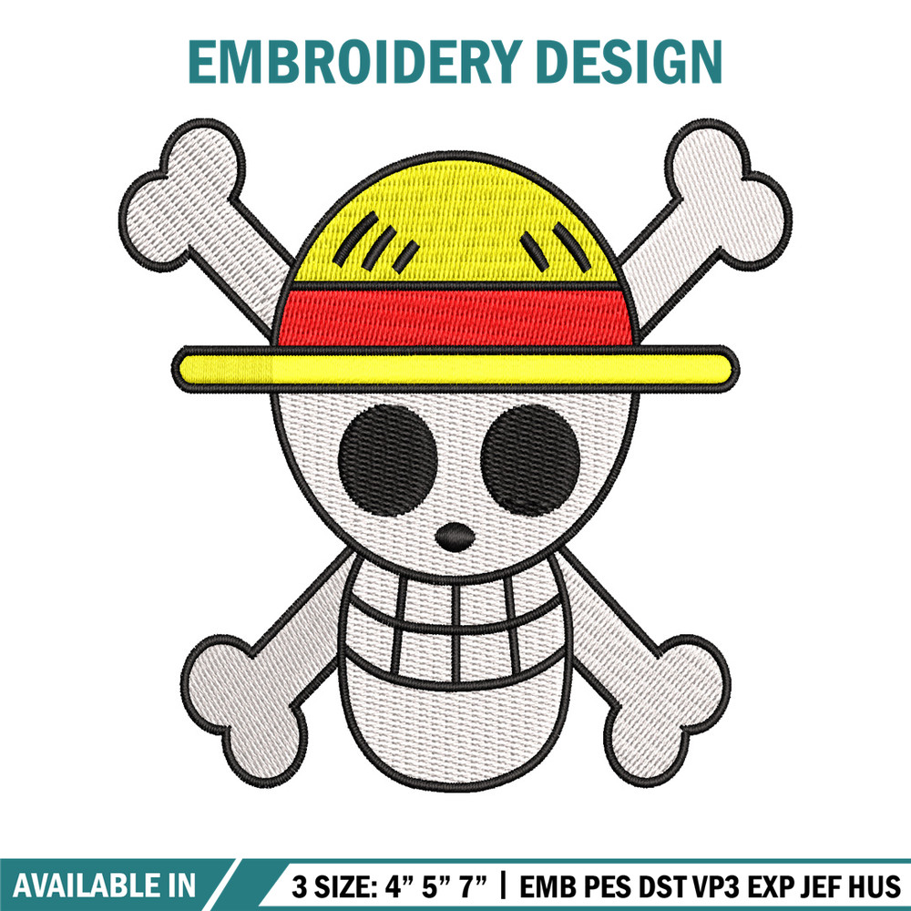 One piece Luffy Logo embroidery design, One piece embroidery, anime design, embroidery file, Digital download..jpg