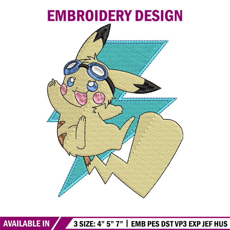 Pikachu anime embroidery design, Pokemon embroidery, embroidery file, anime design, anime shirt, Digital download.jpg