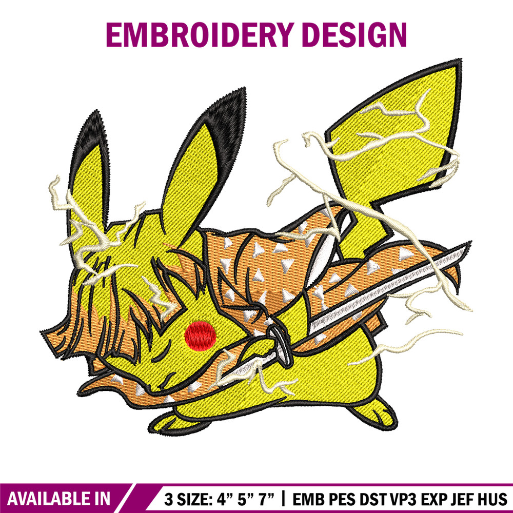 Pikachu Zenitsu embroidery design, Pokemon embroidery, embroidery file, anime design, anime shirt, Digital download.jpg
