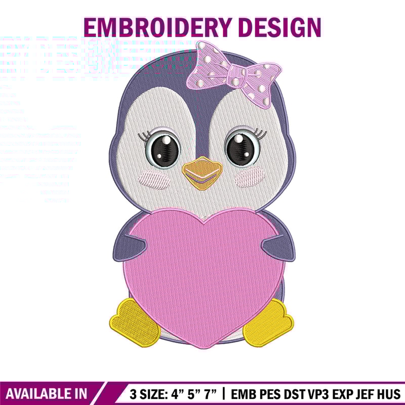 Penguin love embroidery design, Penguin embroidery, Embroidery file, Embroidery shirt, Emb design, Digital download.jpg