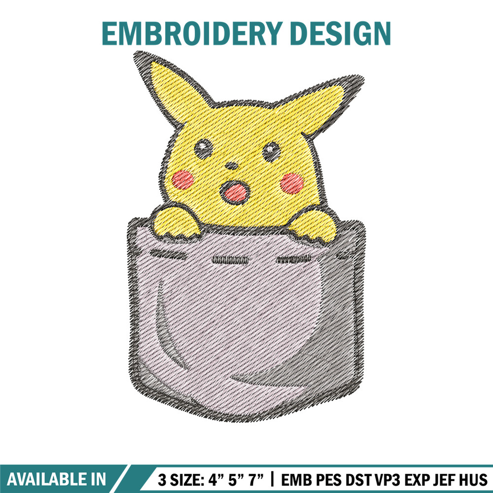 Pikachu bag embroidery design, Pokemon embroidery, Anime design, Embroidery file, Digital download, Embroidery shirt.jpg