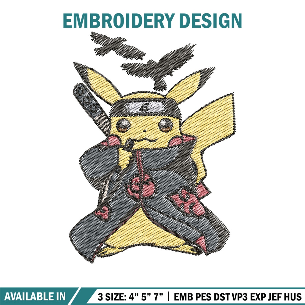 Pikachu itachi embroidery design, Pokemon embroidery, Anime design, Embroidery file, Digital download, Embroidery shirt.jpg