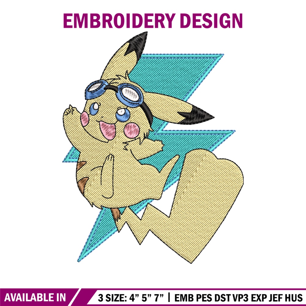 Pikachu anime embroidery design, Pokemon embroidery, embroidery file, anime design, anime shirt, Digital download.jpg