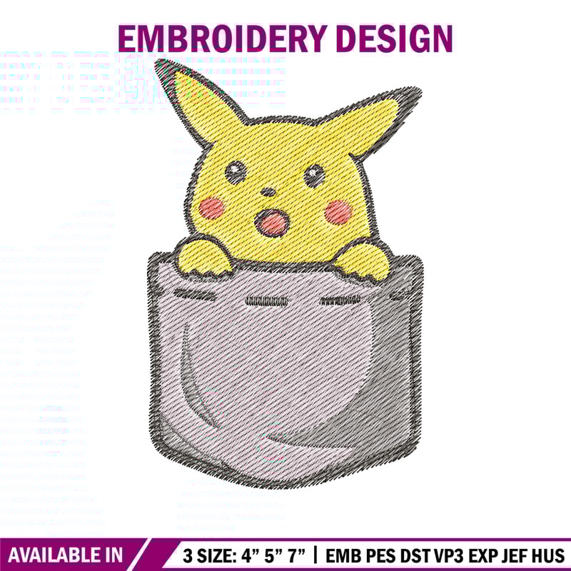 Pikachu bag embroidery design, Pokemon embroidery, Anime design, Embroidery file, Digital download, Embroidery shirt.jpg