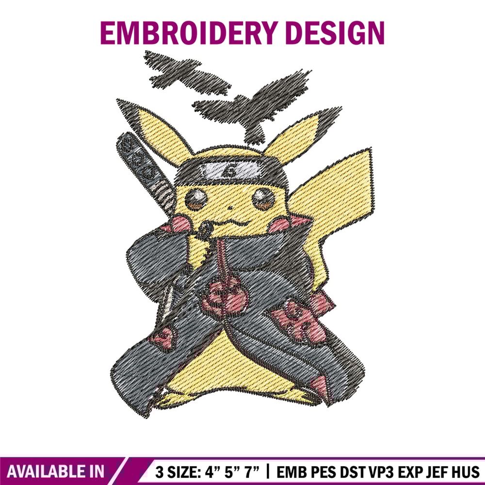 Pikachu itachi embroidery design, Pokemon embroidery, Anime design, Embroidery file, Digital download, Embroidery shirt.jpg