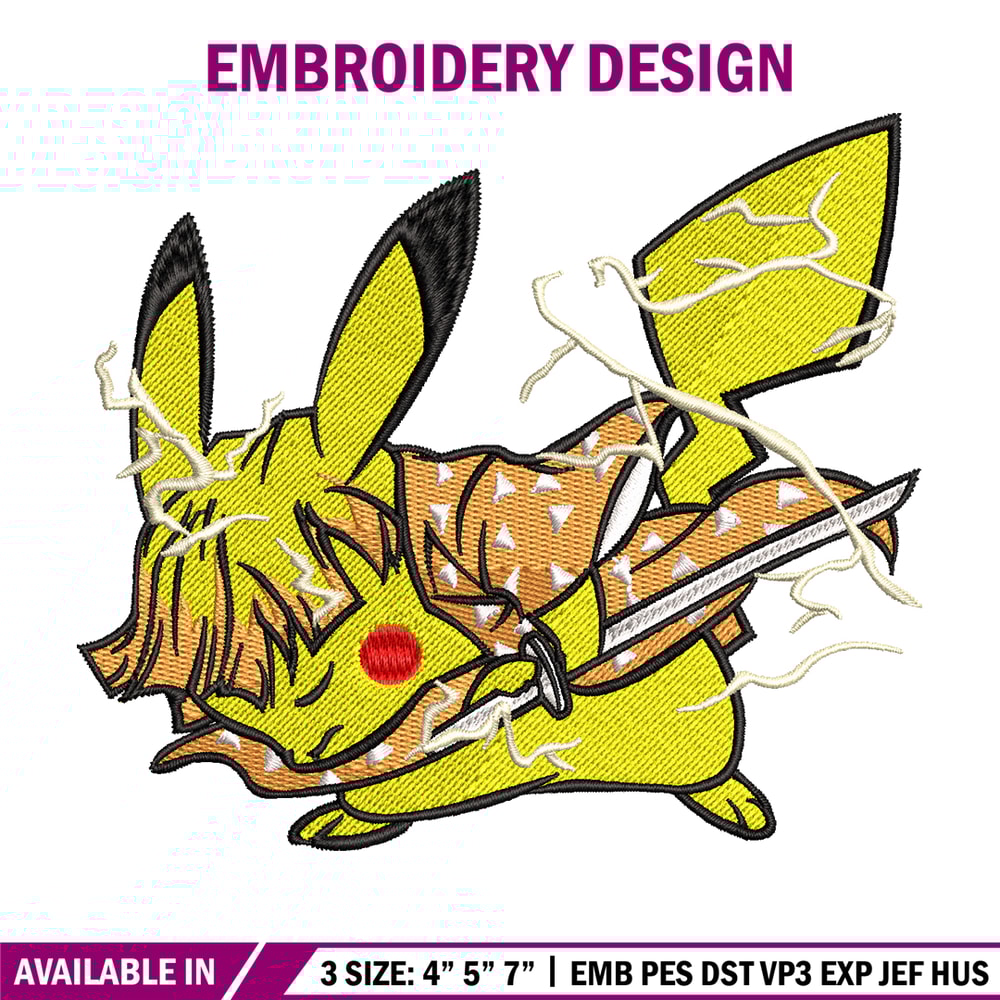 Pikachu Zenitsu embroidery design, Pokemon embroidery, embroidery file, anime design, anime shirt, Digital download.jpg