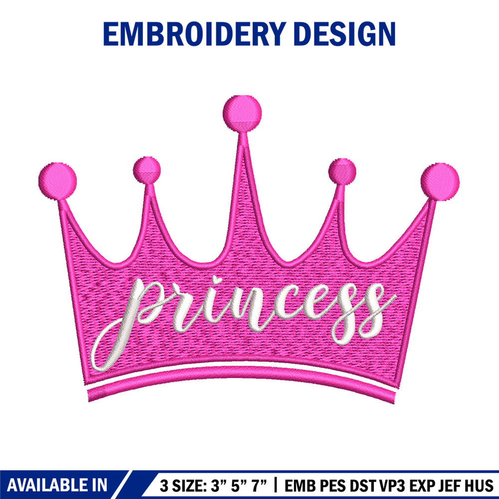 Princess crown embroidery design, Princess embroidery, Emb design, Embroidery shirt, Embroidery file, Digital download.jpg