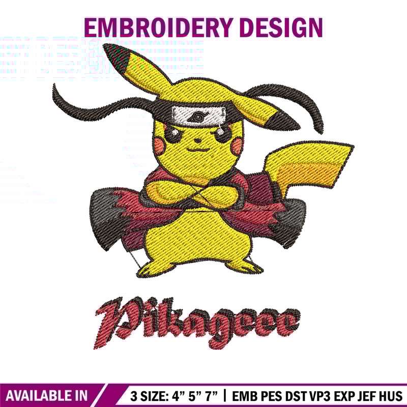 Pikagee embroidery design, Pokemon embroidery, Anime design, Embroidery shirt, Embroidery file, Digital download.jpg
