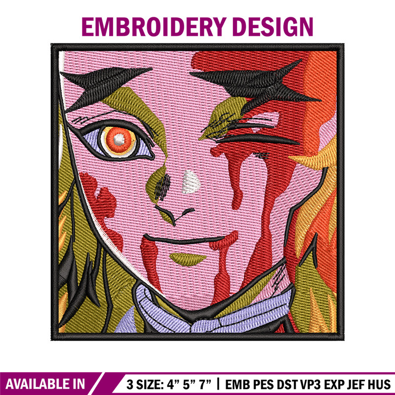 Rengoku face embroidery design, Rengoku embroidery, Anime design, Embroidery shirt, Embroidery file, Digital download.jpg