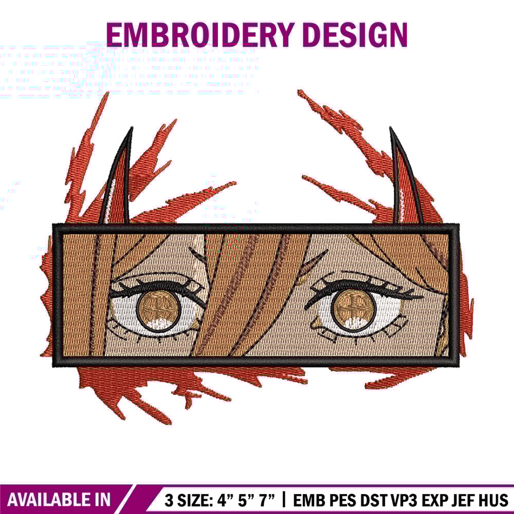 Power eyes embroidery design, Chainsaw man embroidery, Embroidery shirt, Embroidery file, Anime design, Digital download.jpg
