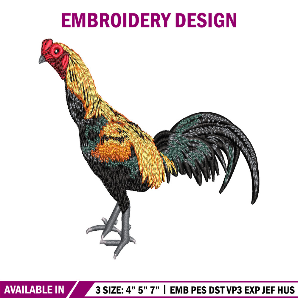 Rooster embroidery design, Logo embroidery, embroidery file, animal design, logo shirt, Digital download..jpg