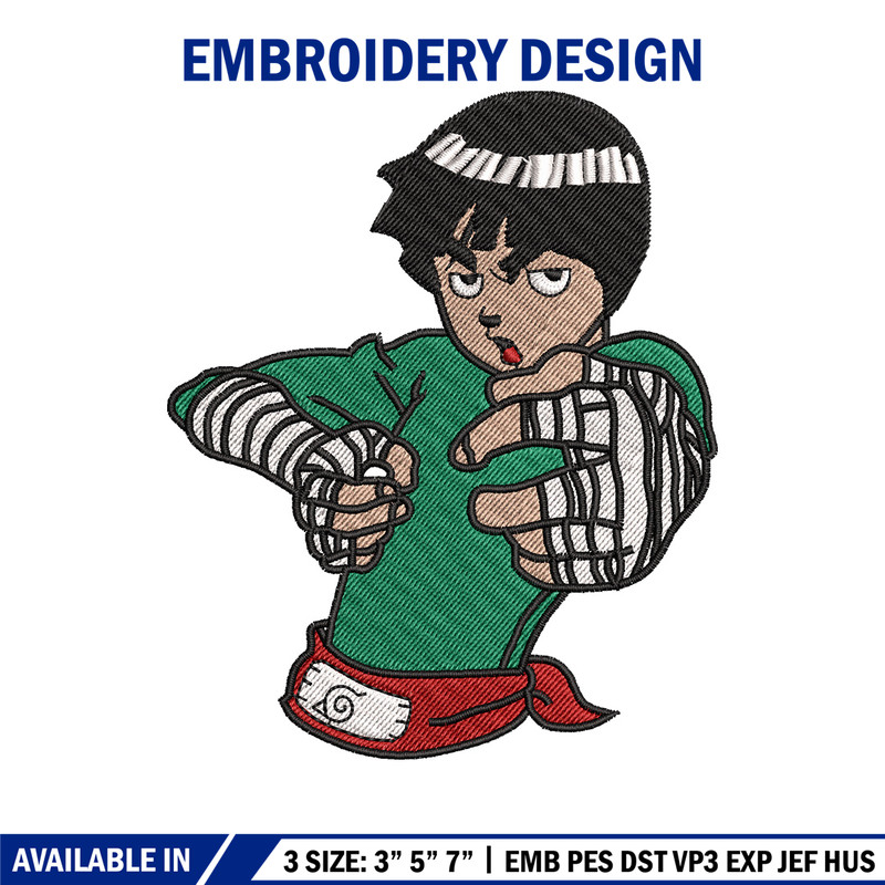 Rock lee embroidery design, Naruto embroidery, Anime design, Embroidery file, Digital download, Embroidery shirt.jpg