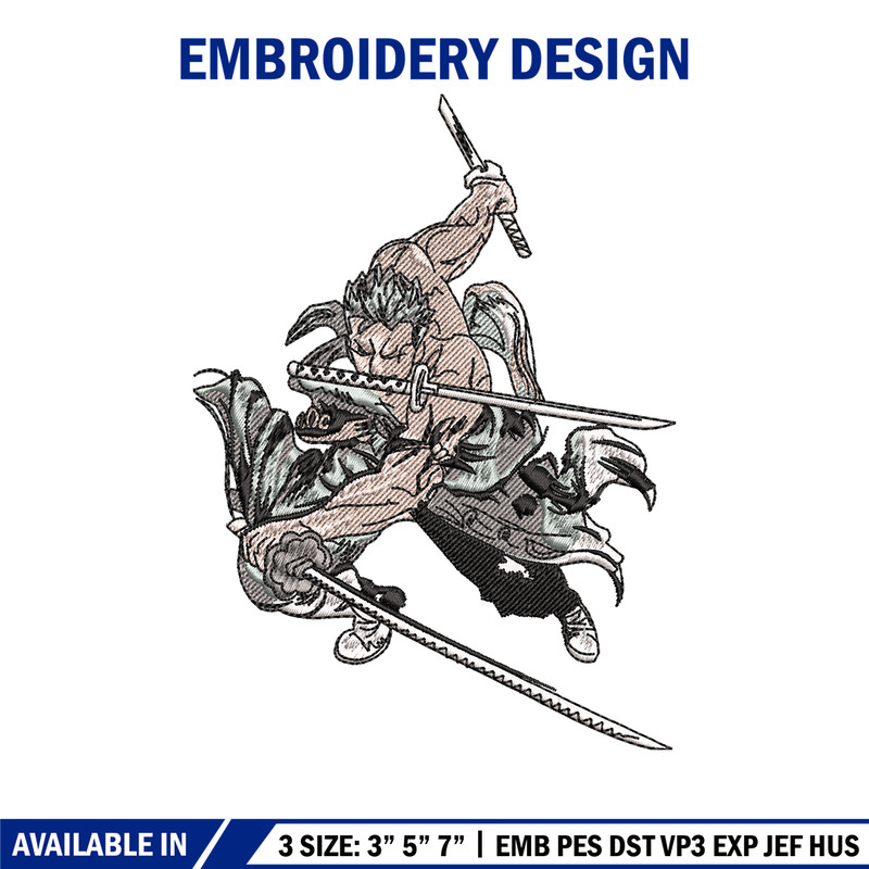 Roronoa Zoro embroidery design, One Piece embroidery,  embroidery file, anime design, anime shirt, Digital download.jpg