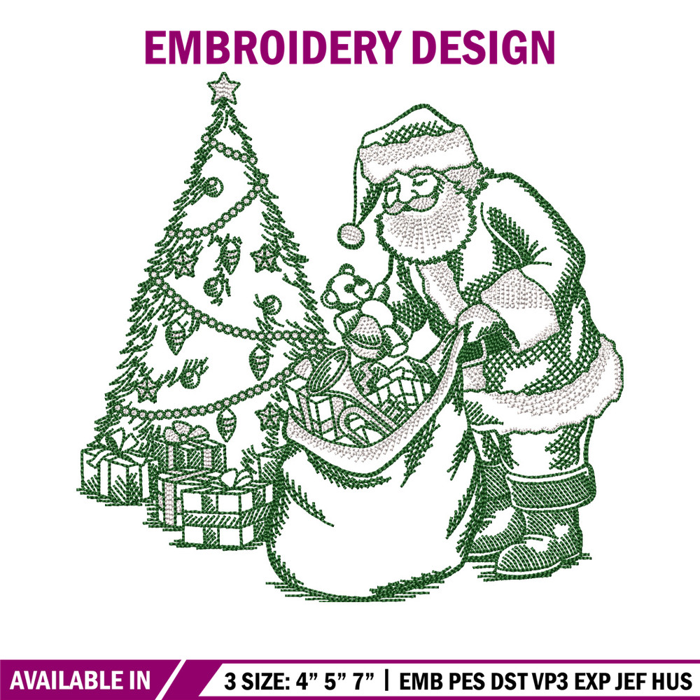 Santa gift embroidery design, Chrismas embroidery, Anime design, Embroidery file, Embroidery shirt, Digital download.jpg