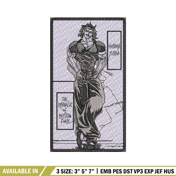 Hanma yujiro embroidery design, Baki embroidery, Anime design, Embroidery shirt, Embroidery file, Digital download.jpg