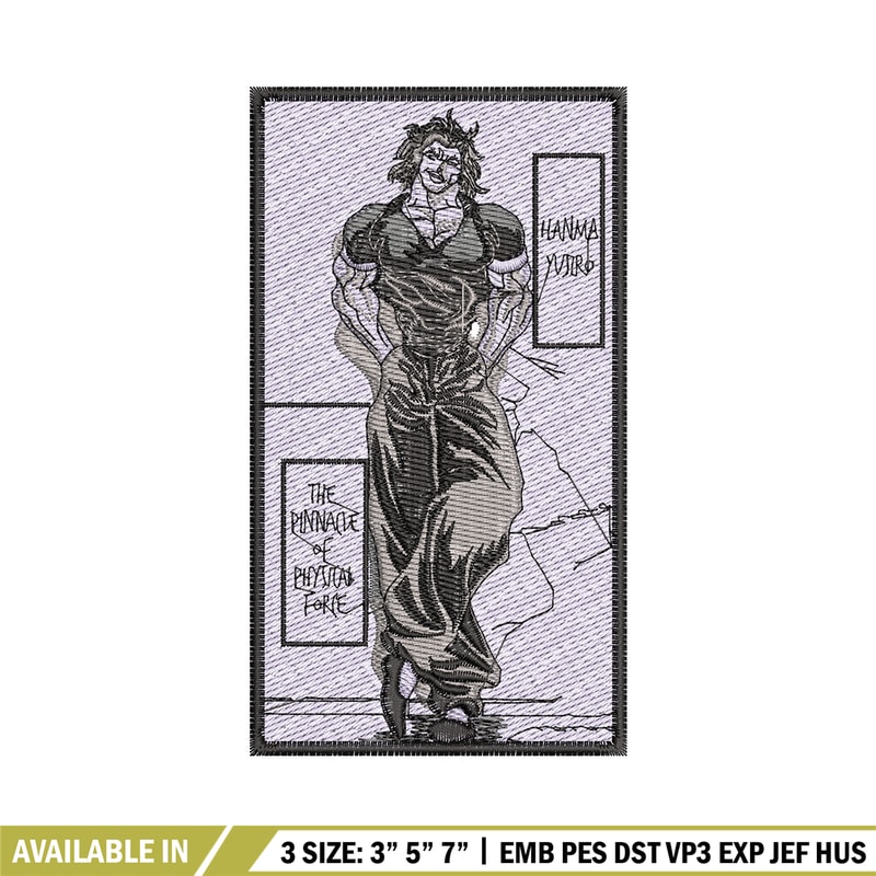 Hanma yujiro embroidery design, Baki embroidery, Anime design, Embroidery shirt, Embroidery file, Digital download.jpg