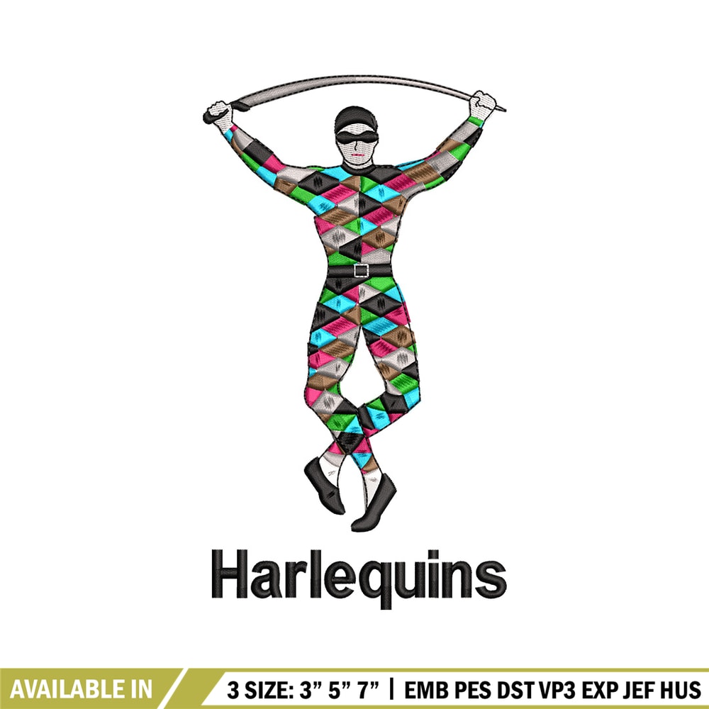 Harlequins embroidery design, Harlequins embroidery, Embroidery file, Embroidery shirt, Emb design, Digital download.jpg