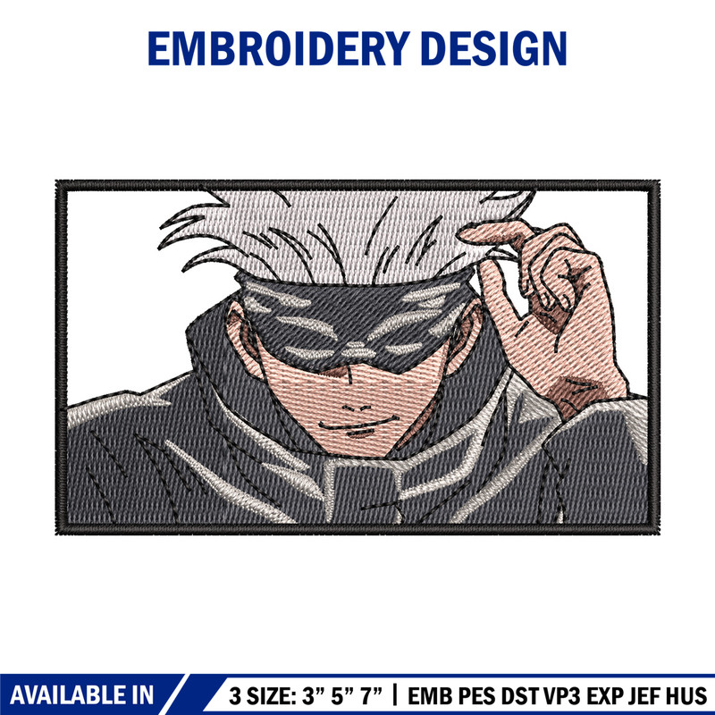 Satoru gojo embroidery design, Jujutsu embroidery, Anime design, Embroidery file, Embroidery shirt, Digital download.jpg