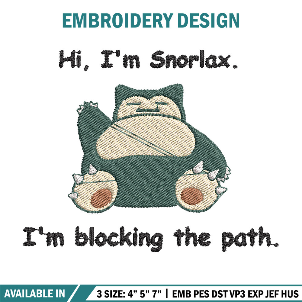 Snorlax embroidery design, Pokemon embroidery, Anime design, Embroidery file, Digital download, Embroidery shirt.jpg