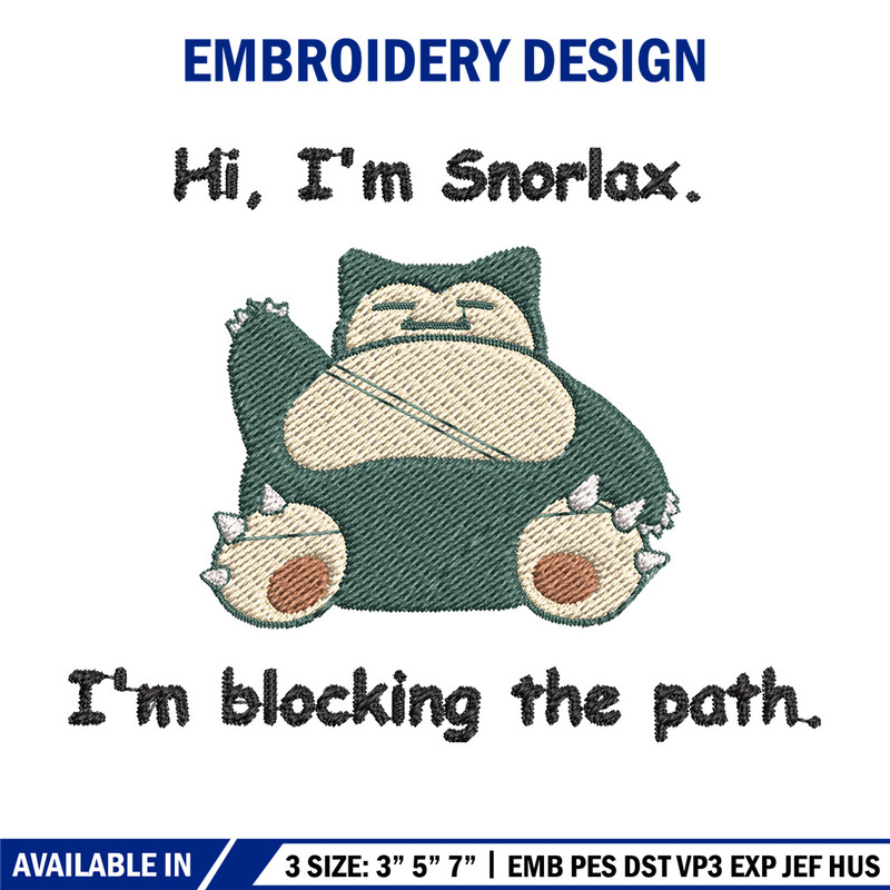 Snorlax embroidery design, Pokemon embroidery, Anime design, Embroidery file, Digital download, Embroidery shirt.jpg