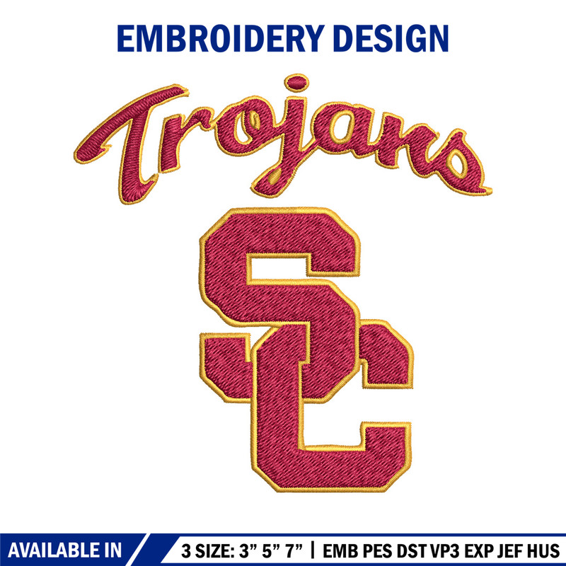 Southern California Trojans embroidery design, Southern California Trojans embroidery, Sport embroidery, NCAA embroidery.jpg