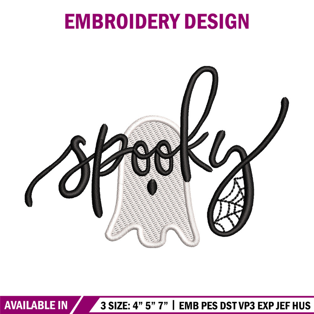 Spooky ghost embroidery design, Spooky embroidery, Emb design, Embroidery shirt, Embroidery file, Digital download.jpg