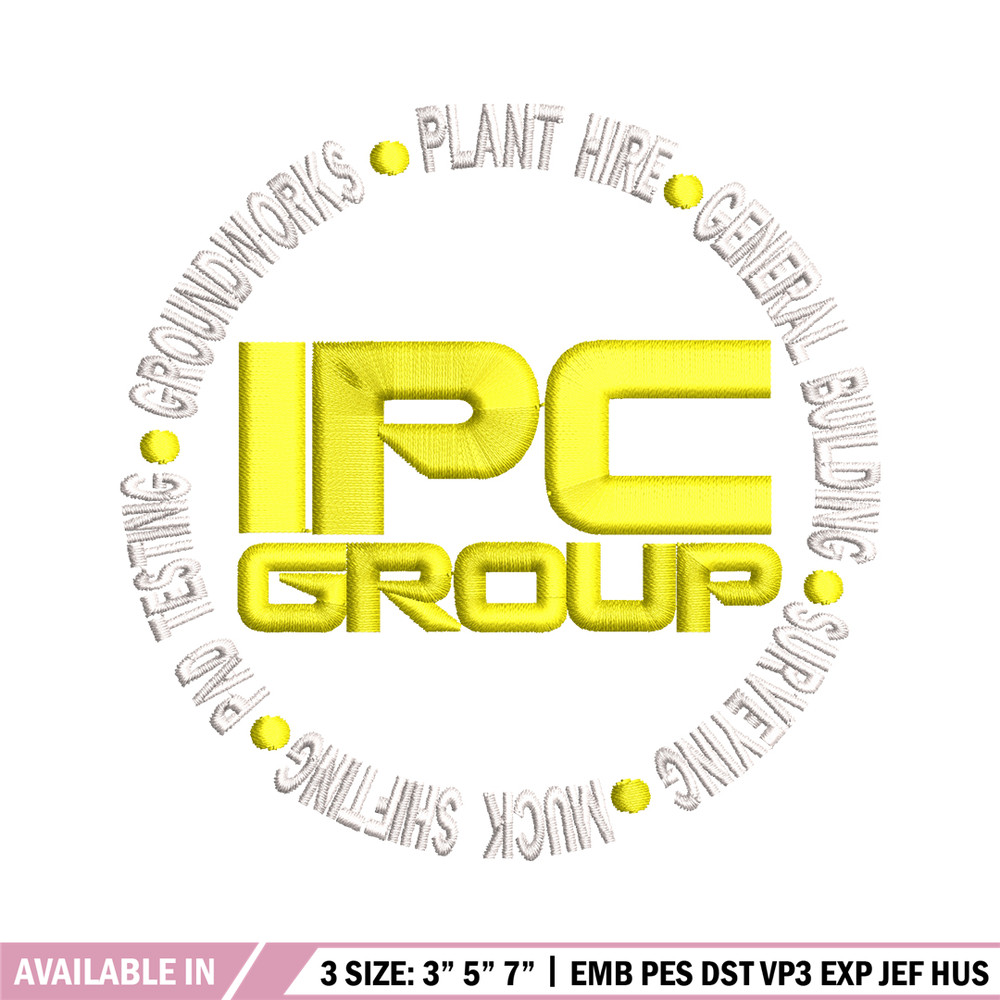 IPC Group logo embroidery design, IPC Group embroidery, logo design, logo shirt, Embroidery file, Instant download.jpg