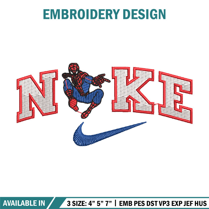spaiderman nike embroidery design, spaiderman embroidery, logo design, logo shirt, digital download.jpg