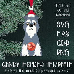 Schnauzer Dog | Christmas Ornament | Candy Holder Template SVG | Sucker holder Paper Craft