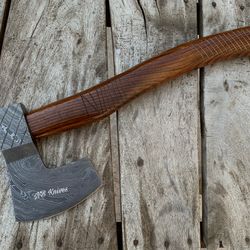 custom hand forged damascus steel axe handle rosewood