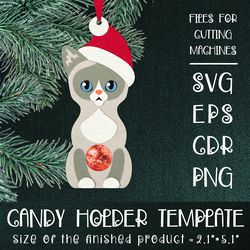 Snowshoe Cat | Christmas Ornament | Candy Holder Template SVG | Sucker holder Paper Craft
