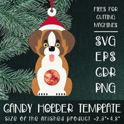 St Bernard Dog | Christmas Ornament | Candy Holder Template SVG | Sucker holder Paper Craft