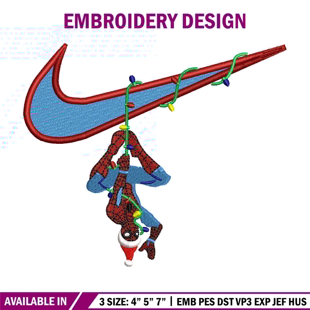 Spaiderman Nike logo embroidery design, Spaiderman Nike embroidery, Embroidery shirt, Nike design, Instant download.jpg