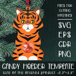 Tiger | Christmas Ornament | Candy Holder Template SVG | Sucker holder Paper Craft