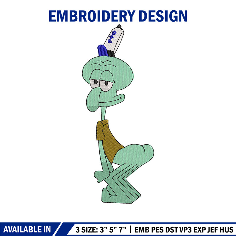 Squidward embroidery design, Spongebob embroidery, Embroidery file, Embroidery shirt, Emb design, Digital download.jpg