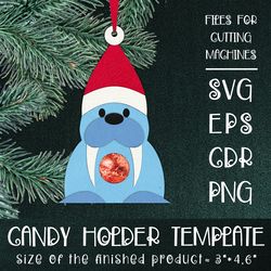 Walrus | Christmas Ornament | Candy Holder Template SVG | Sucker holder Paper Craft