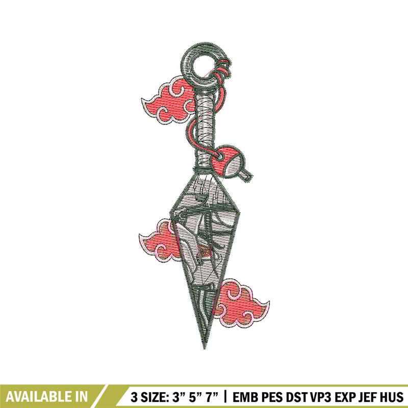 Itachi kunai embroidery design, Naruto embroidery, Embroidery shirt, Embroidery file, Anime design, Digital download.jpg