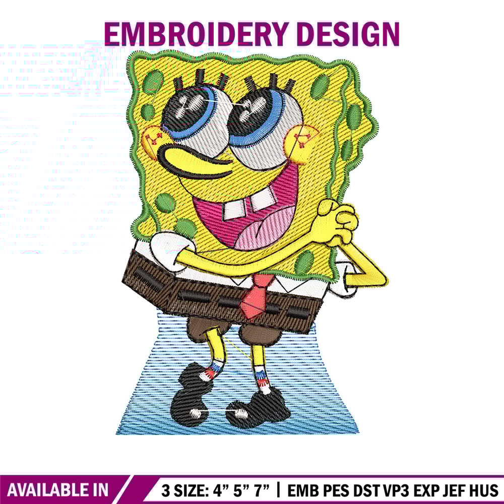 Spongebob embroidery design, Spongebob embroidery, Anime design, Embroidery shirt, Embroidery file,Digital download.jpg