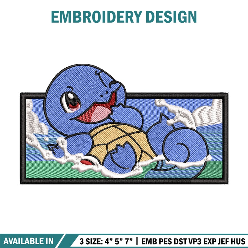 Squirtle embroidery design, Pokemon embroidery, embroidery file, anime design, anime shirt, Digital download.jpg