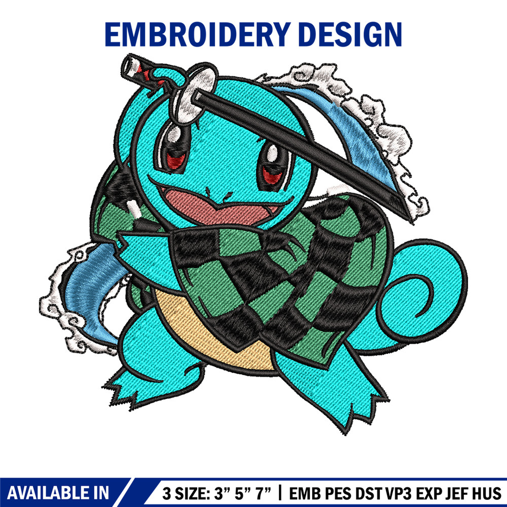 Squirtle Tanjiro embroidery design, Pokemon embroidery, embroidery file, anime design, anime shirt, Digital download.jpg