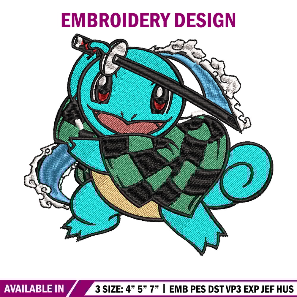 Squirtle embroidery design, Pokemon embroidery, Anime design, Embroidery file, Embroidery shirt, Digital download.jpg