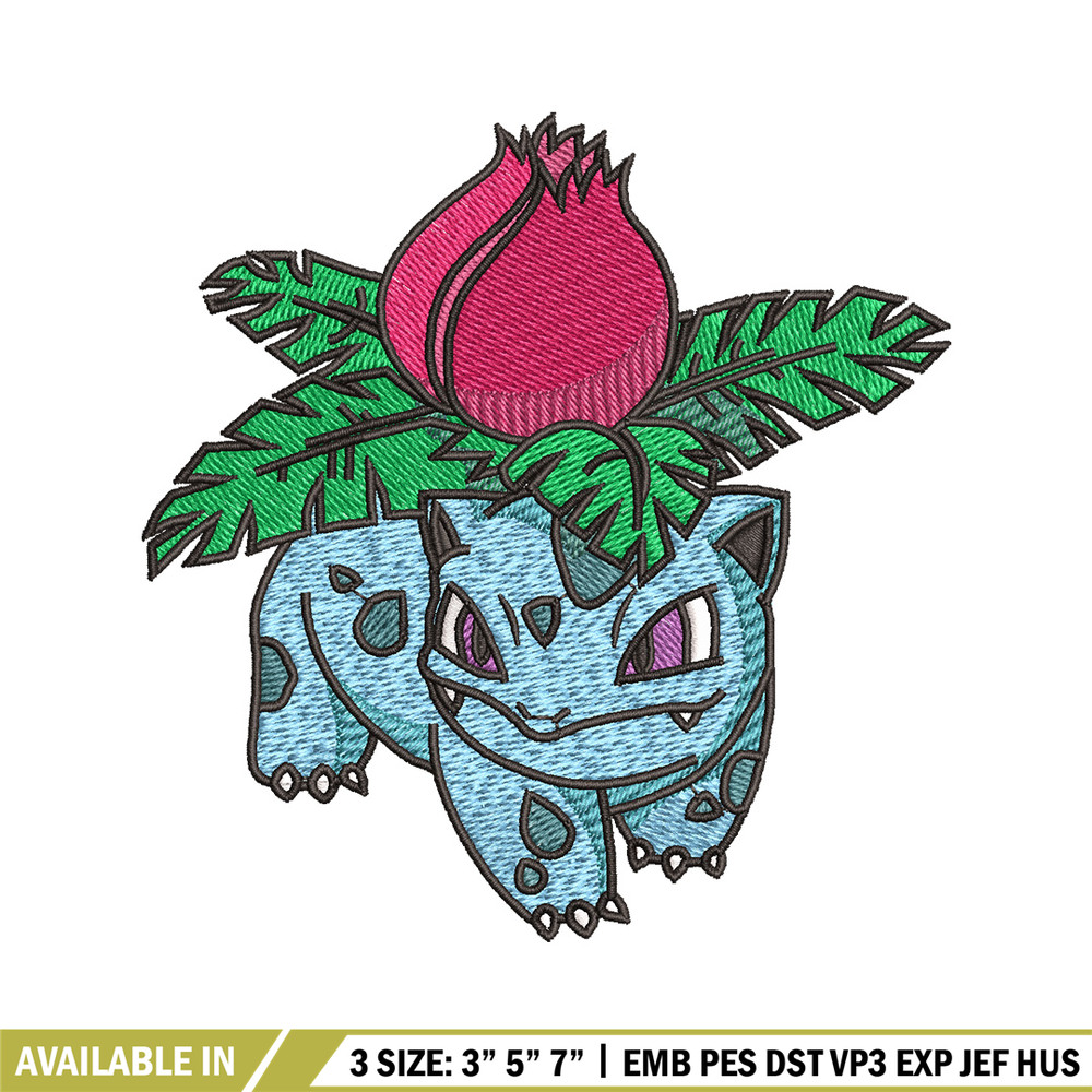 Ivysaur embroidery design, Pokemon embroidery, Anime design, Embroidery shirt, Embroidery file, Digital download.jpg