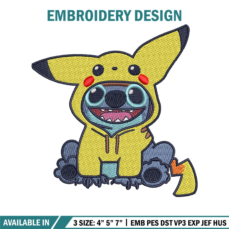 Stitch Pikachu logo embroidery design, Stitch Pikachu embroidery, Embroidery shirt, logo design, Instant download.jpg