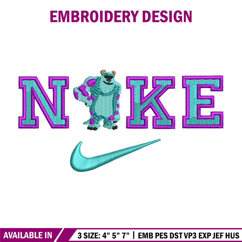 Sullivan x nike embroidery design, Disney embroidery, Embroidery file, Embroidery shirt, Nike design, Digital download.jpg