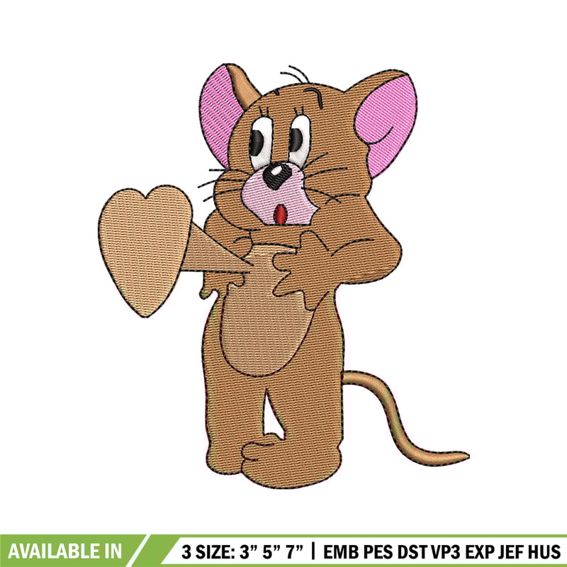 Jerry heart embroidery design, Cartoon embroidery, Embroidery file, Embroidery shirt, Emb design, Digital download.jpg