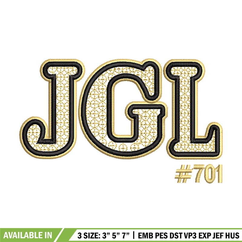 JGL logo embroidery design, JGL logo embroidery, logo design, logo shirt, Embroidery file, Instant download.jpg